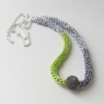 Gray And Green Silk Necklace