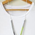 Gray And Green Silk Necklace